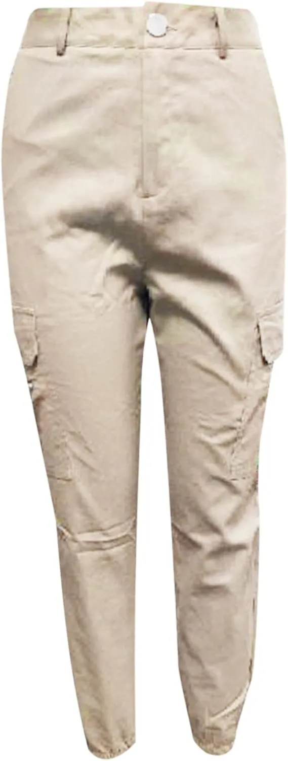 Tactical Pants for Women Skinny Stretch Cargo Pants High Waisted Straight Leg Pants Bound Feet Ripstop Cargo Trousers