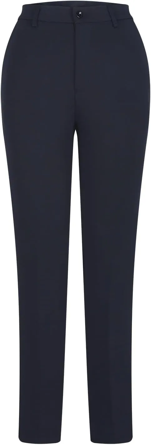 TANGNADE Women High Waist Casual Straight Leg Long Business Work Suit Dress Pants Slim Fit Trousers with Pockets Slacks