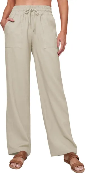 Tanming Womens Linen Pants Summer Casual Drawstring High Waisted Cotton Pants Beach Pants with Pockets