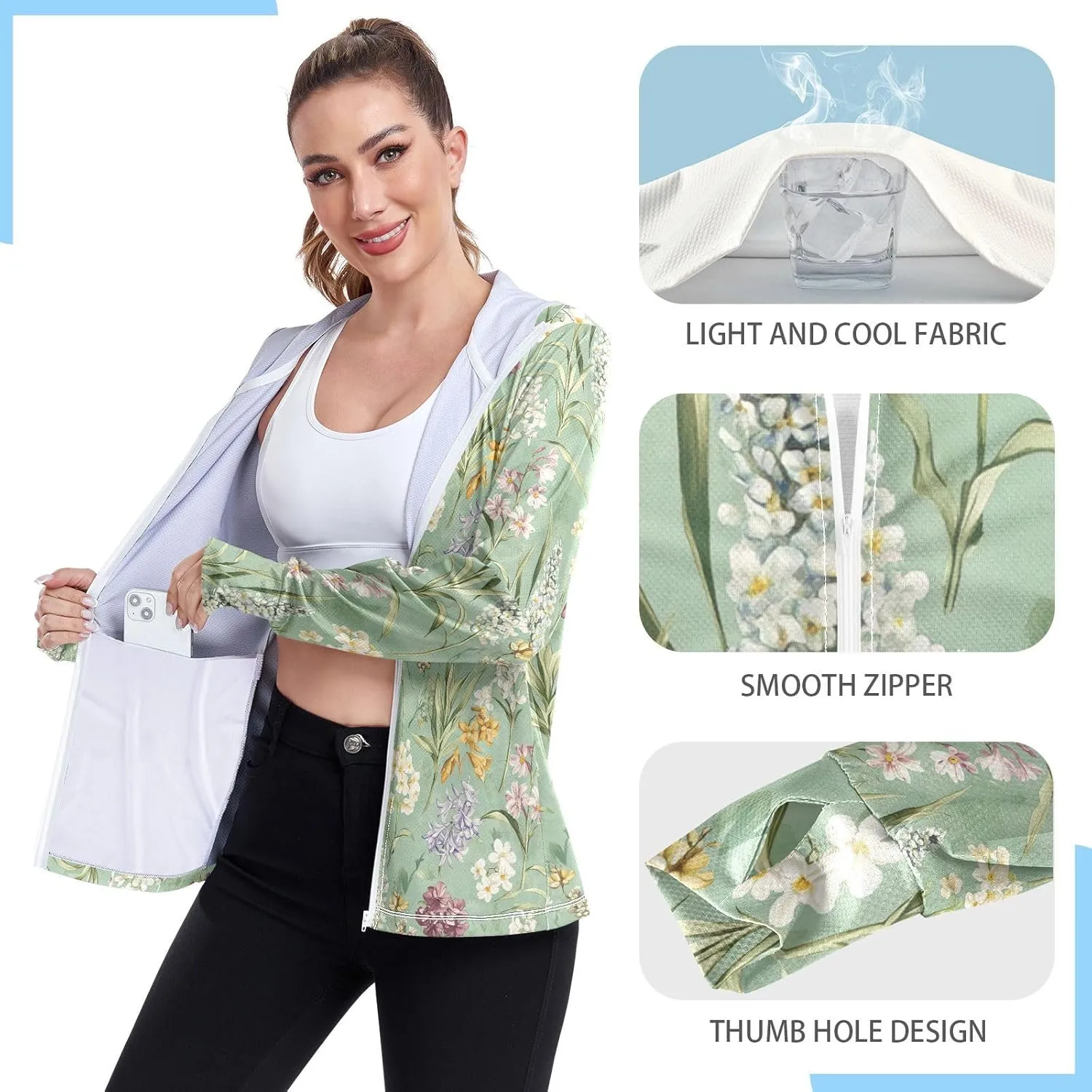 Thin Hoodies for Women Quick Dry Fishing Shirts UPF 50  Protection Cute Sweatshirt for Hiking Outdoor
