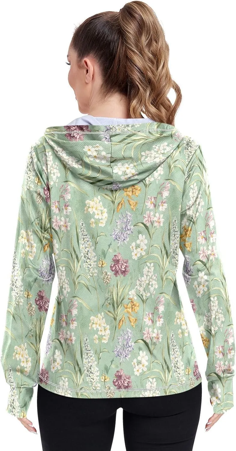 Thin Hoodies for Women Quick Dry Fishing Shirts UPF 50  Protection Cute Sweatshirt for Hiking Outdoor
