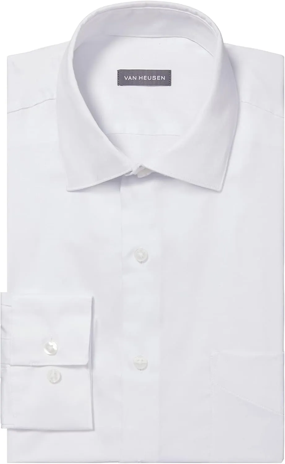 Van Heusen Men's Dress Shirts Regular Fit Lux Sateen Stretch Solid