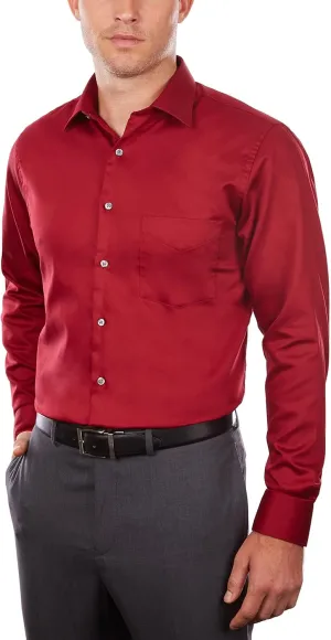 Van Heusen Men's Dress Shirts Regular Fit Lux Sateen Stretch Solid