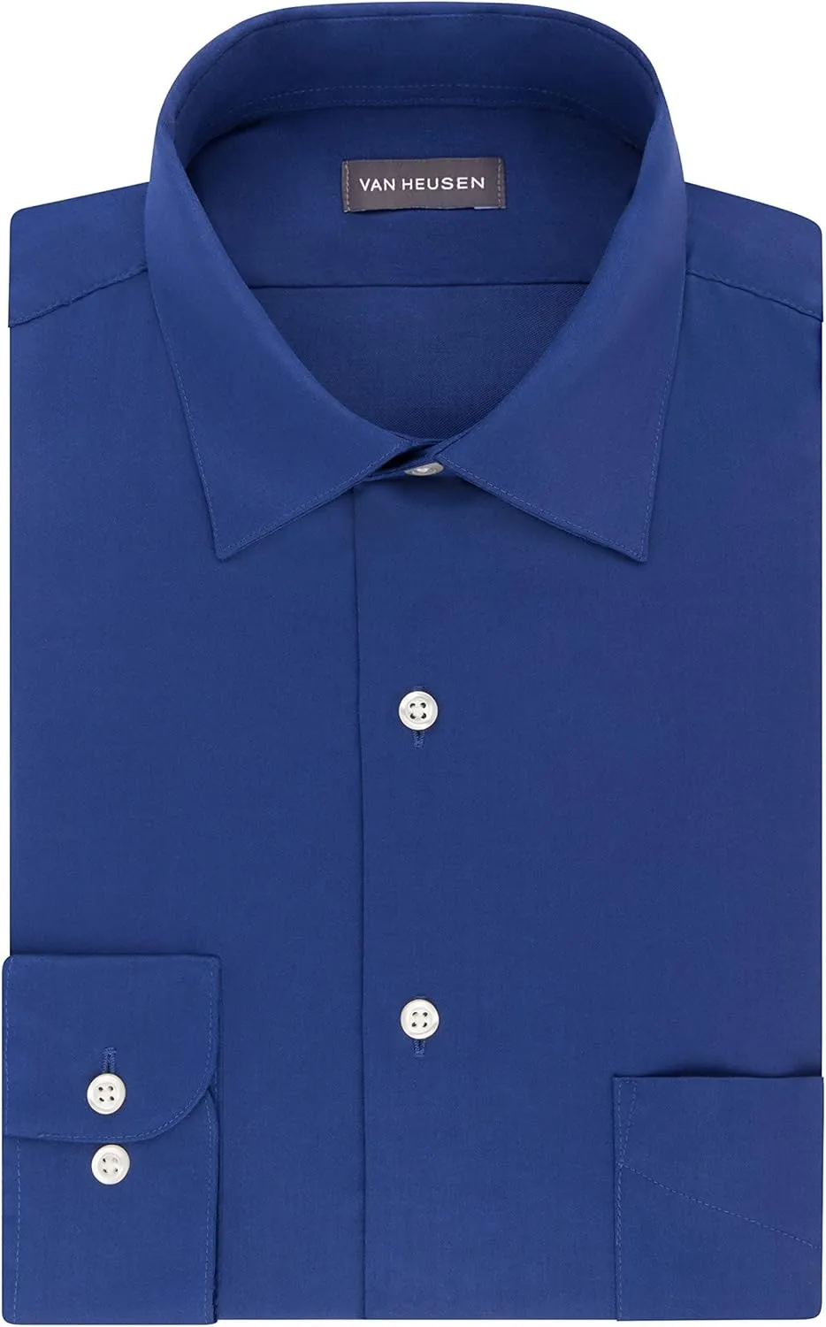 Van Heusen Men's Dress Shirts Regular Fit Lux Sateen Stretch Solid