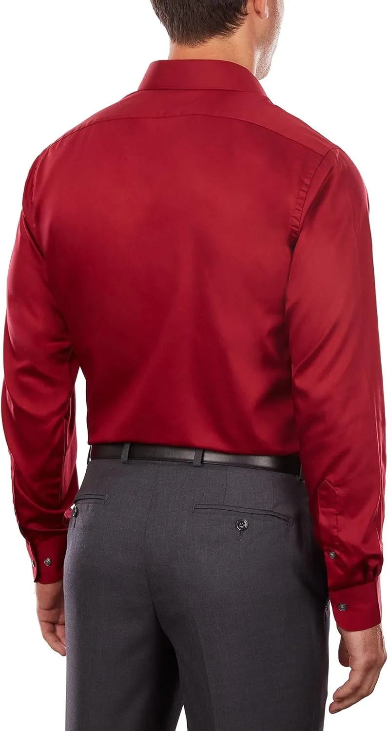 Van Heusen Men's Dress Shirts Regular Fit Lux Sateen Stretch Solid