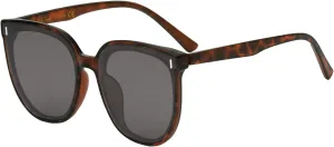 Veda Tinda Vision Round Sunglasses for Women 70s Trendy Retro Oversized Womens Circle Shades UV Protection with Glasses Chain