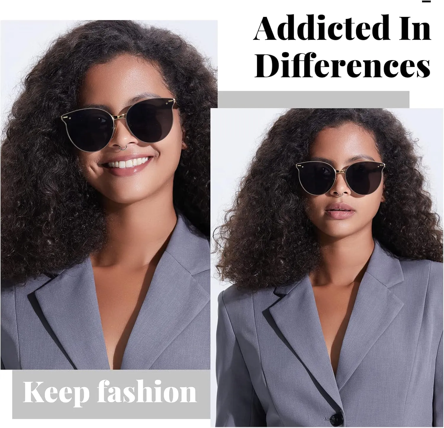 Veda Tinda Vision Round Sunglasses for Women 70s Trendy Retro Oversized Womens Circle Shades UV Protection with Glasses Chain