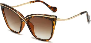 Vintage Cat Eye Oversized Sunglasses For Women Fashion Gradient Leopard Sun Glasses Female Sexy Party Shades N45