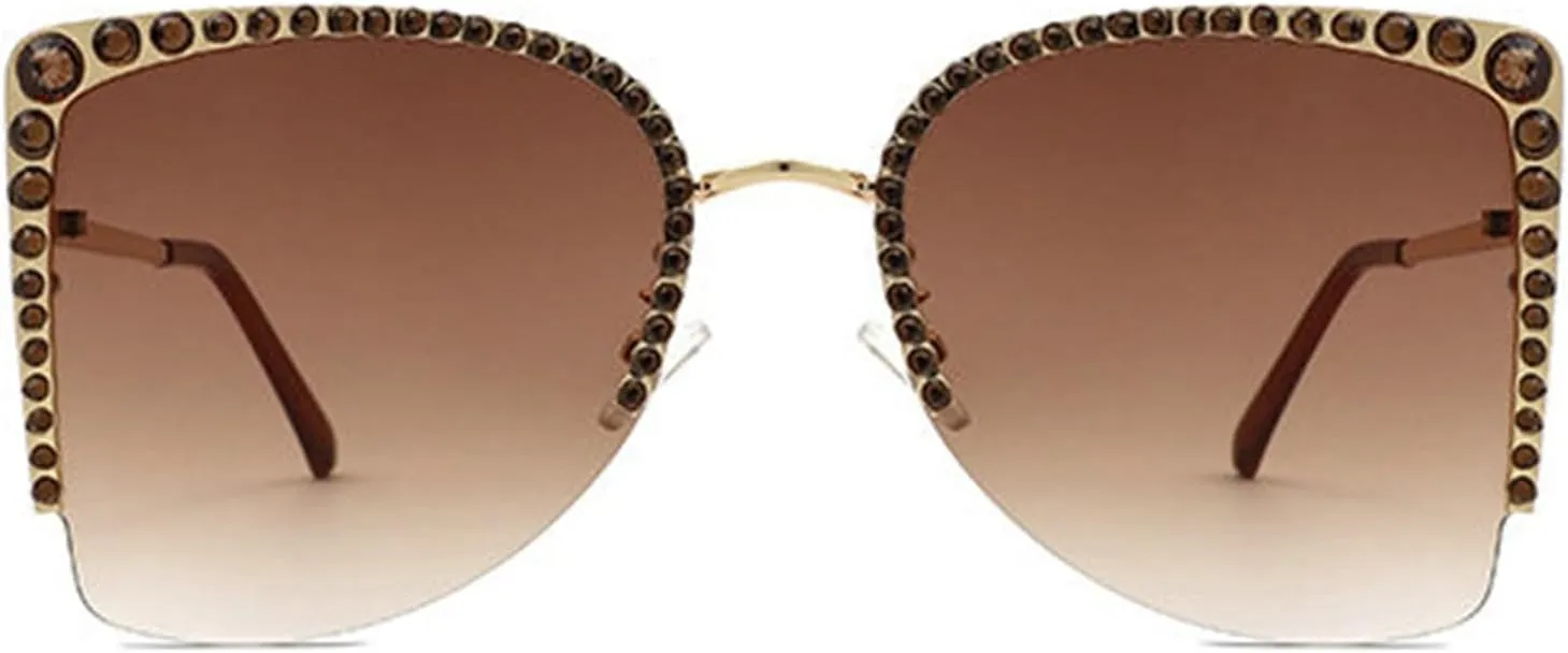 willochra Oversized Square Diamond Sunglasses Women Rhinestone Cat Eye Sunglasses Vintage Sparkling Party sunglasses Eyewear