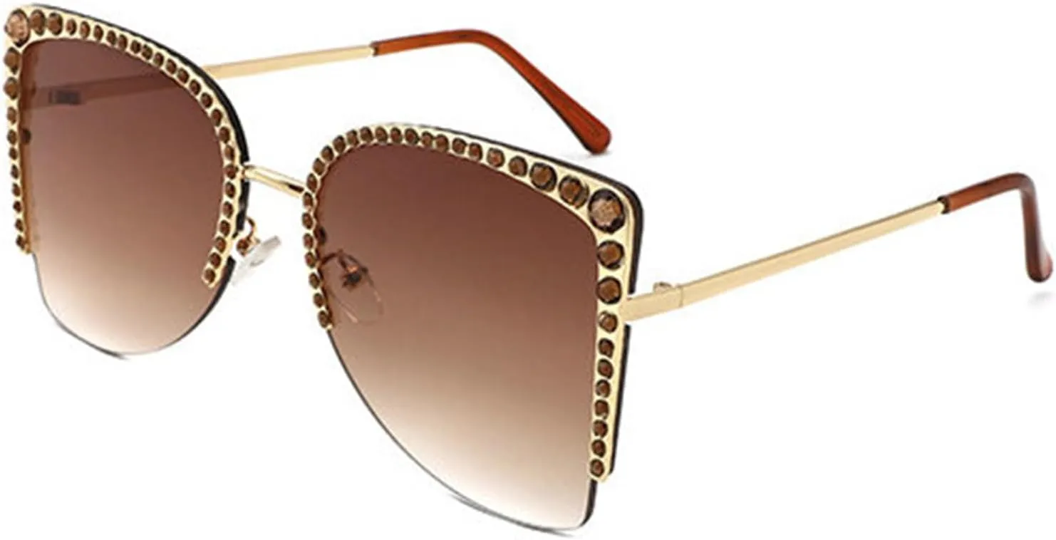 willochra Oversized Square Diamond Sunglasses Women Rhinestone Cat Eye Sunglasses Vintage Sparkling Party sunglasses Eyewear