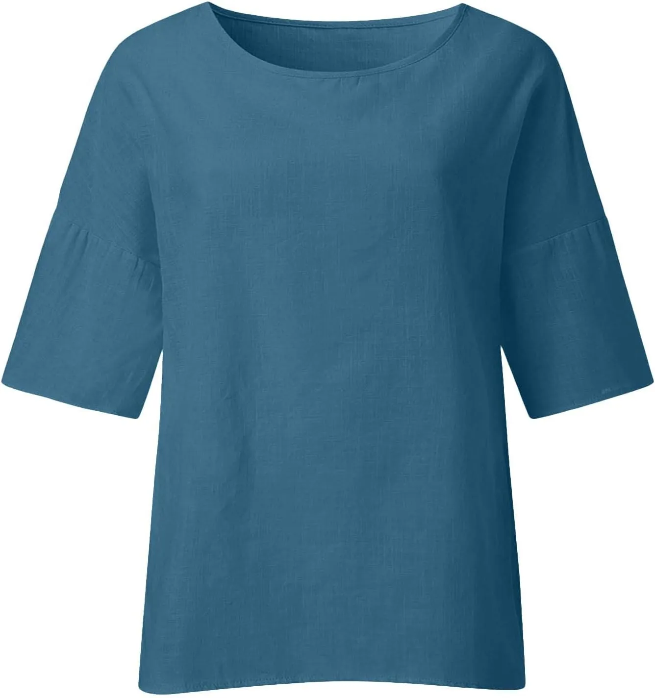 Women Summer Tops Casual Half Sleeve Crew Neck T Shirts Loose Basic Tees Fashion Solid Gradient Printed Shirts