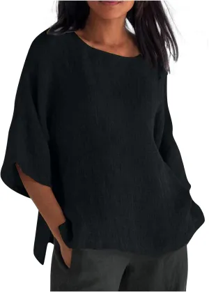 Women Summer Tops Casual Half Sleeve Crew Neck T Shirts Loose Basic Tees Fashion Solid Gradient Printed Shirts