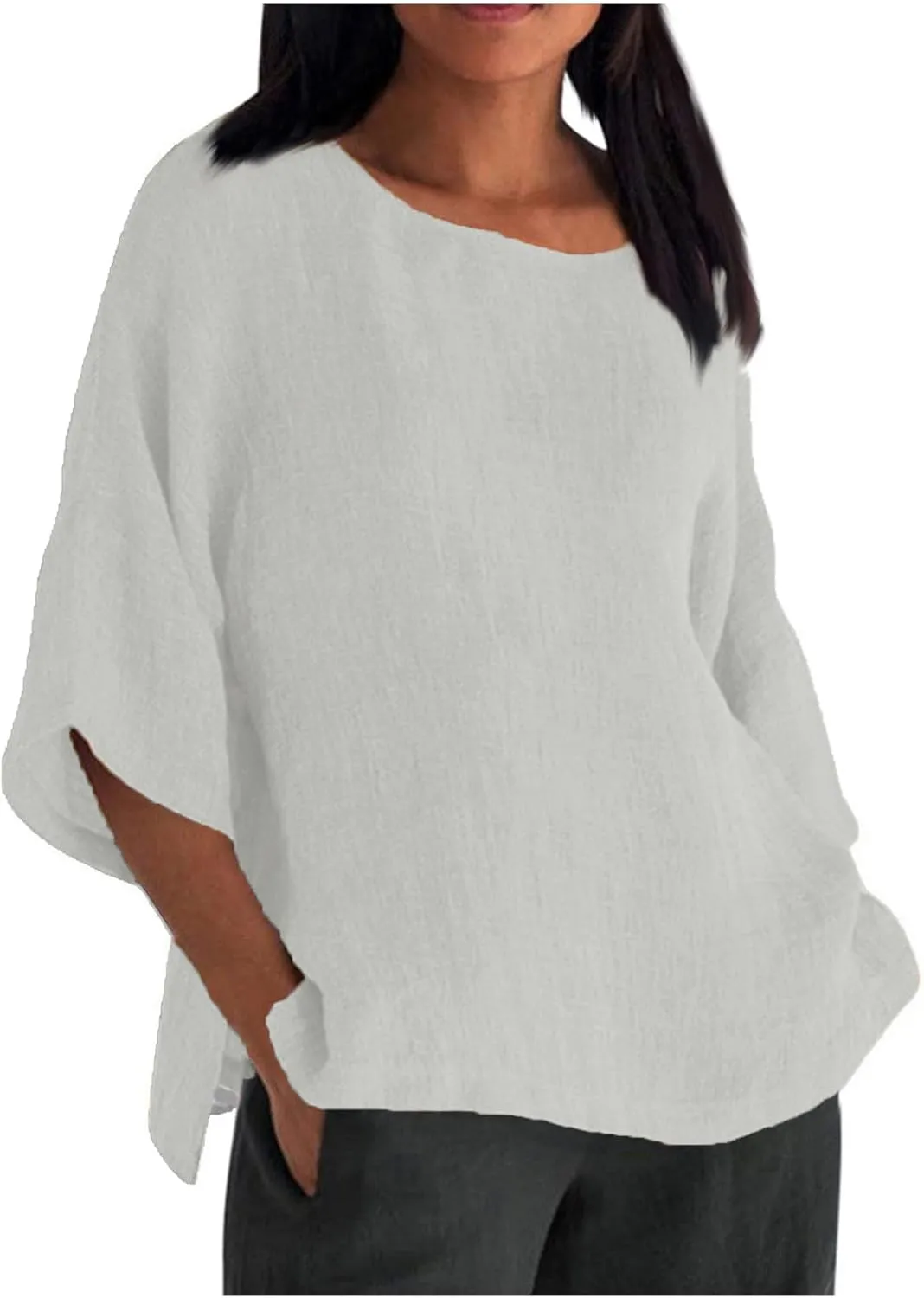 Women Summer Tops Casual Half Sleeve Crew Neck T Shirts Loose Basic Tees Fashion Solid Gradient Printed Shirts