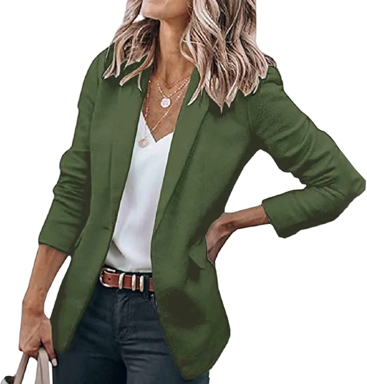 Womens Blazer Business Long Sleeve Blazers Casual Loose Lapel Button Down Open Front Work Office Suit Jacket