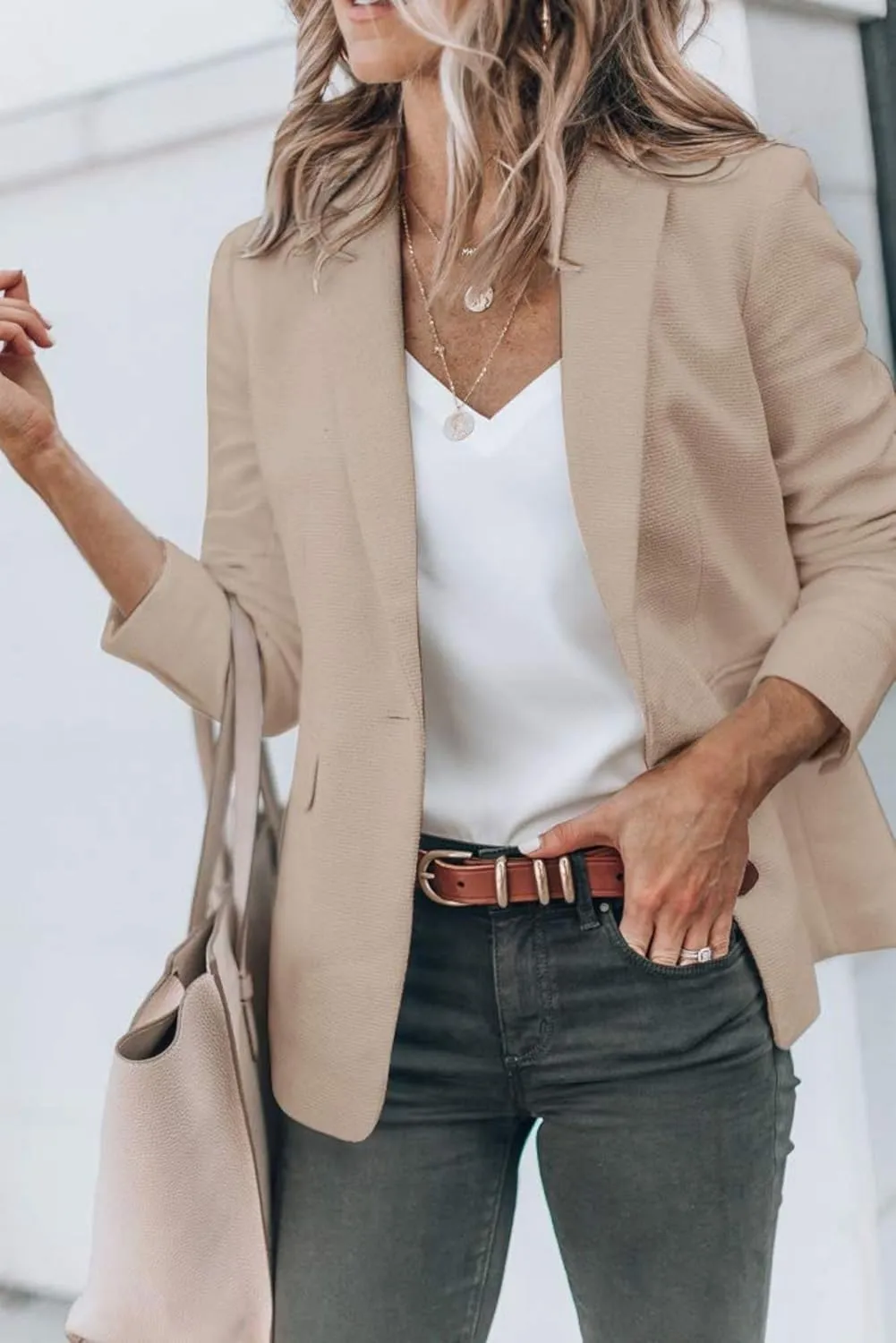 Womens Blazer Business Long Sleeve Blazers Casual Loose Lapel Button Down Open Front Work Office Suit Jacket