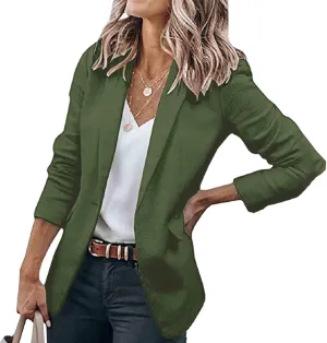 Womens Blazer Business Long Sleeve Blazers Casual Loose Lapel Button Down Open Front Work Office Suit Jacket
