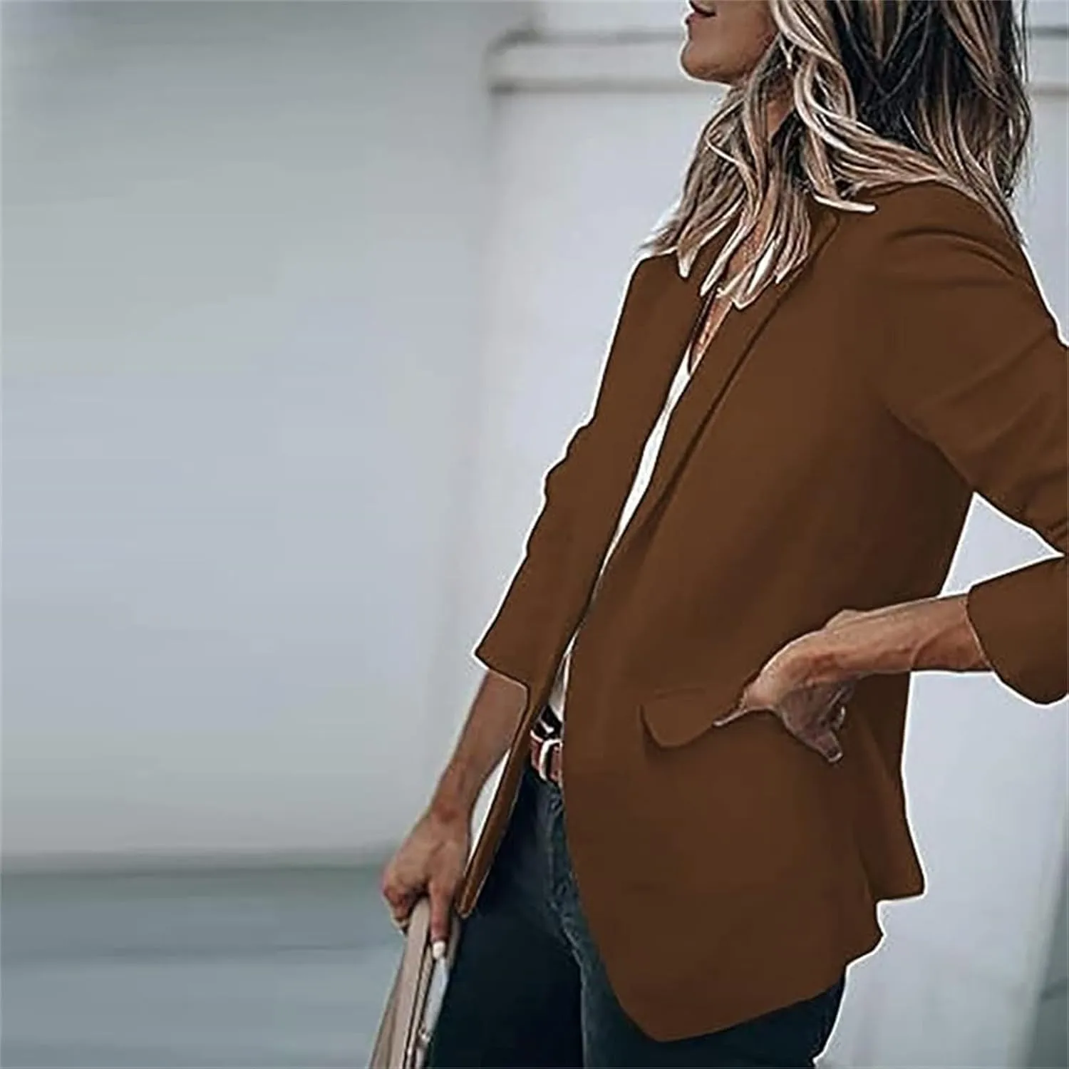 Womens Blazer Business Long Sleeve Blazers Casual Loose Lapel Button Down Open Front Work Office Suit Jacket