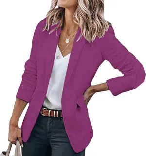 Womens Blazer Business Long Sleeve Blazers Casual Loose Lapel Button Down Open Front Work Office Suit Jacket