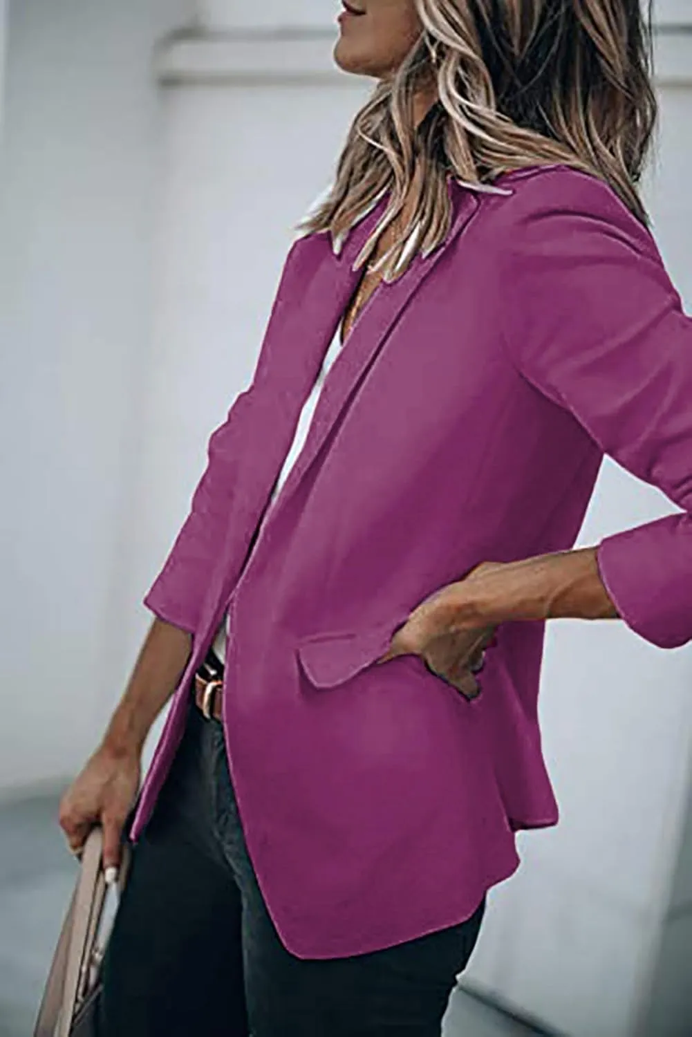 Womens Blazer Business Long Sleeve Blazers Casual Loose Lapel Button Down Open Front Work Office Suit Jacket