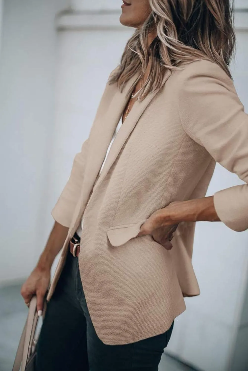 Womens Blazer Business Long Sleeve Blazers Casual Loose Lapel Button Down Open Front Work Office Suit Jacket