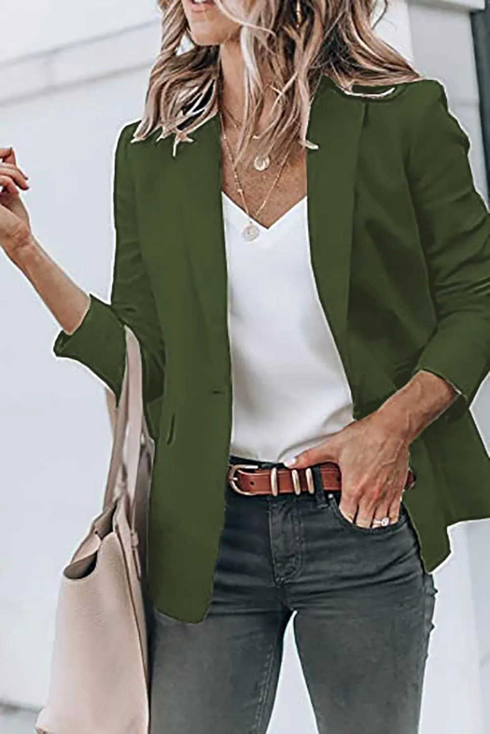 Womens Blazer Business Long Sleeve Blazers Casual Loose Lapel Button Down Open Front Work Office Suit Jacket