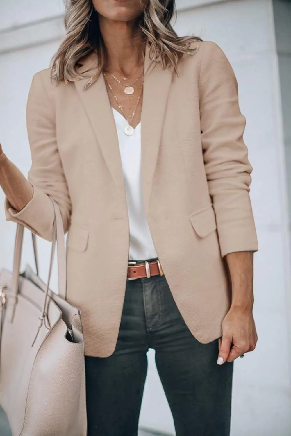 Womens Blazer Business Long Sleeve Blazers Casual Loose Lapel Button Down Open Front Work Office Suit Jacket