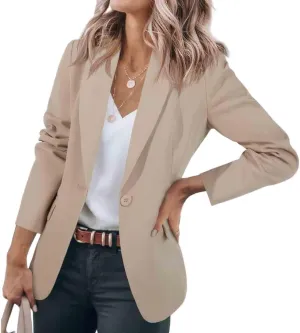 Womens Blazer Business Long Sleeve Blazers Casual Loose Lapel Button Down Open Front Work Office Suit Jacket