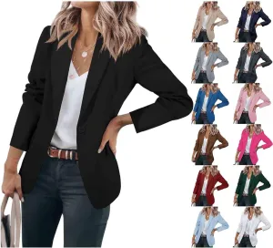 Womens Blazer Business Long Sleeve Blazers Casual Loose Lapel Button Down Open Front Work Office Suit Jacket