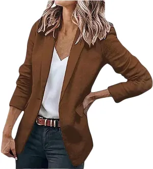 Womens Blazer Business Long Sleeve Blazers Casual Loose Lapel Button Down Open Front Work Office Suit Jacket