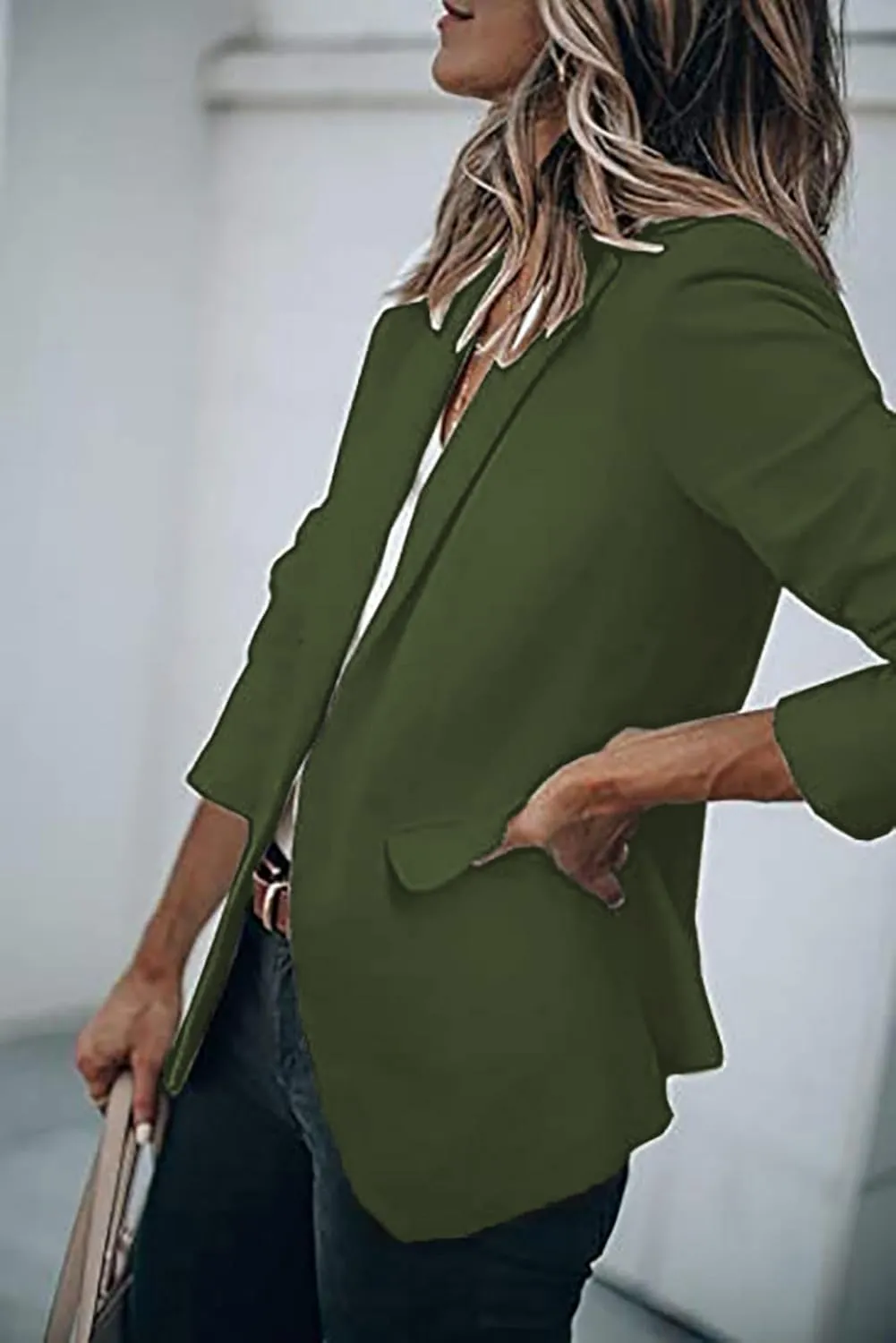 Womens Blazer Business Long Sleeve Blazers Casual Loose Lapel Button Down Open Front Work Office Suit Jacket