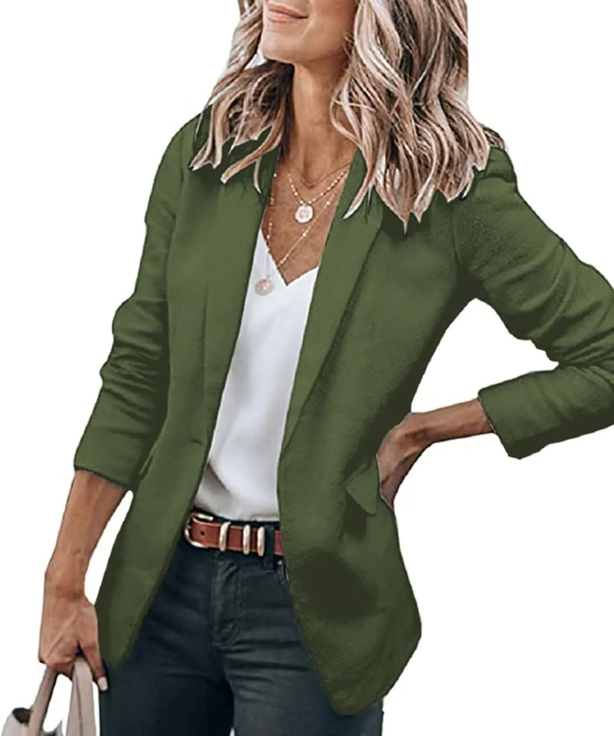 Womens Blazer Business Long Sleeve Blazers Casual Loose Lapel Button Down Open Front Work Office Suit Jacket