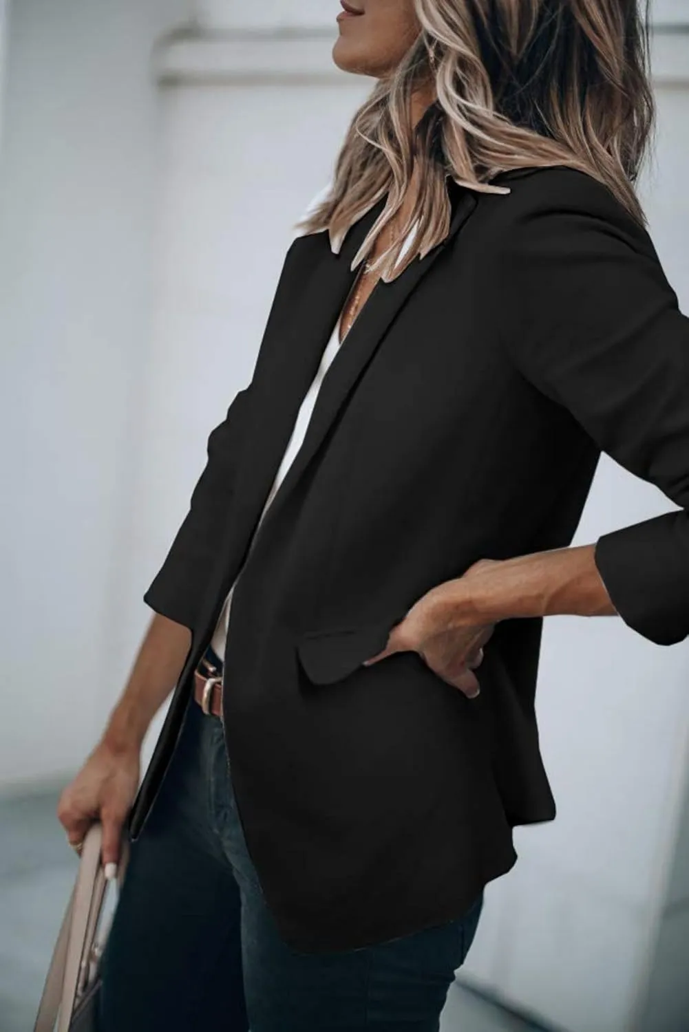 Womens Blazer Business Long Sleeve Blazers Casual Loose Lapel Button Down Open Front Work Office Suit Jacket
