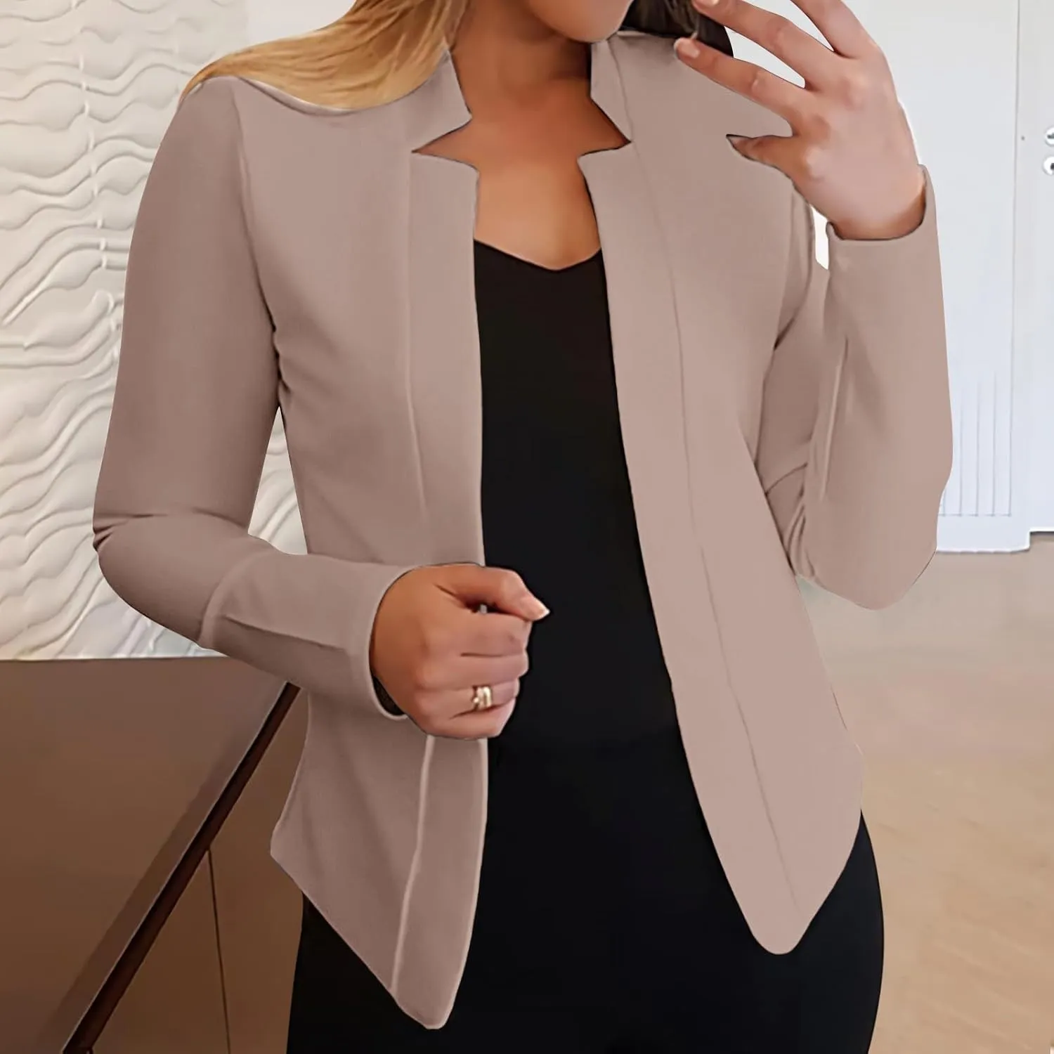 Womens Blazers for Work Casual Work Women Jacket Open Front Wool Fashion Cardigan Loose Fit With Pockets Blazer
