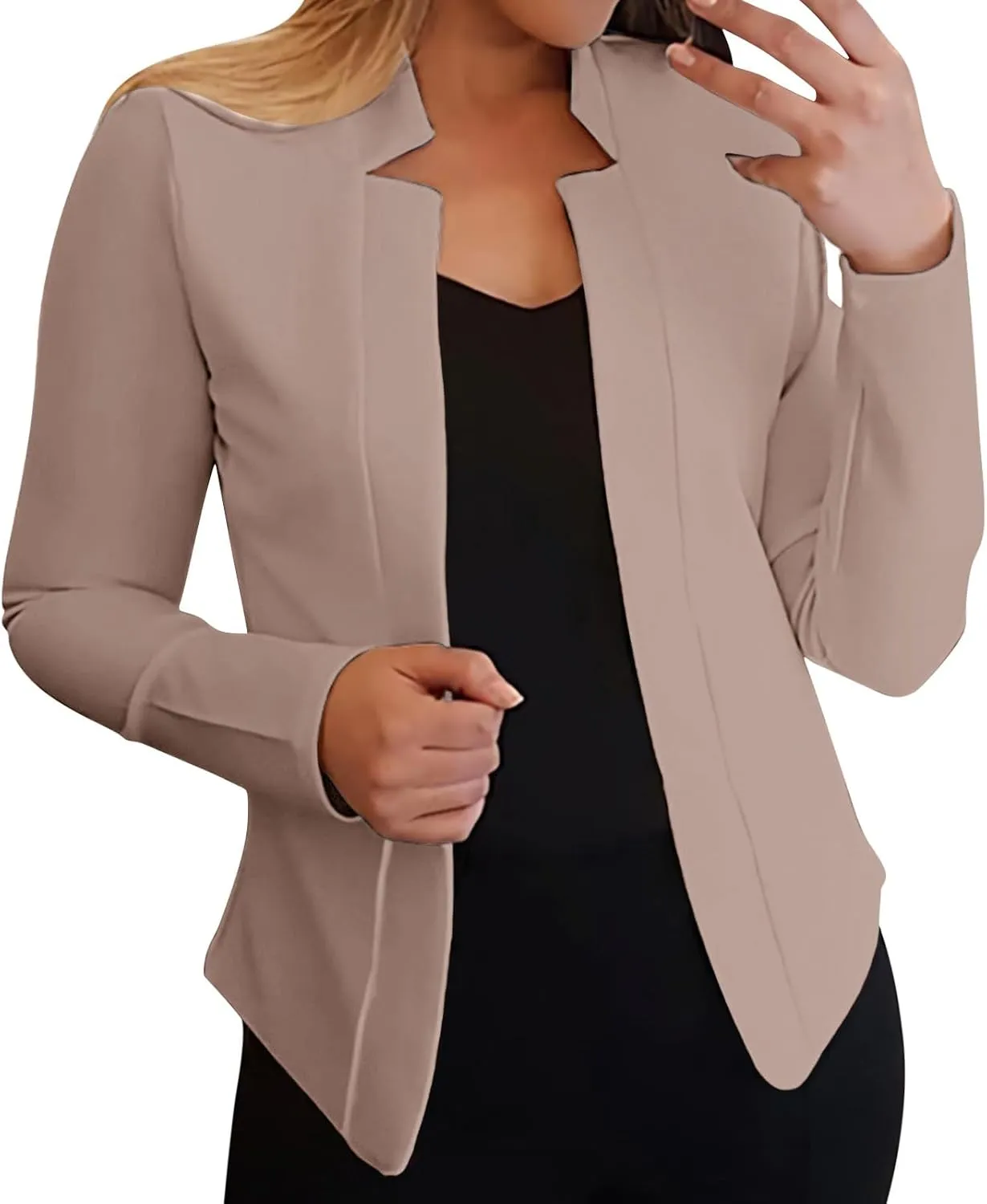 Womens Blazers for Work Casual Work Women Jacket Open Front Wool Fashion Cardigan Loose Fit With Pockets Blazer
