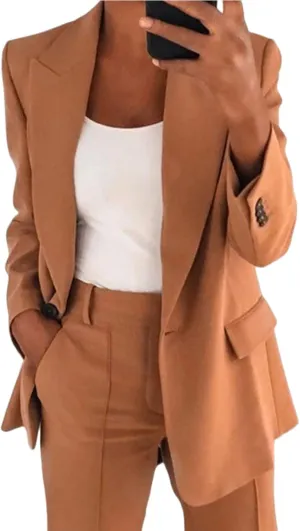 Womens Business Blazer Casual Lapel Open Front Work Office Blazers Trendy Long Sleeve Button Down Jacket 2024