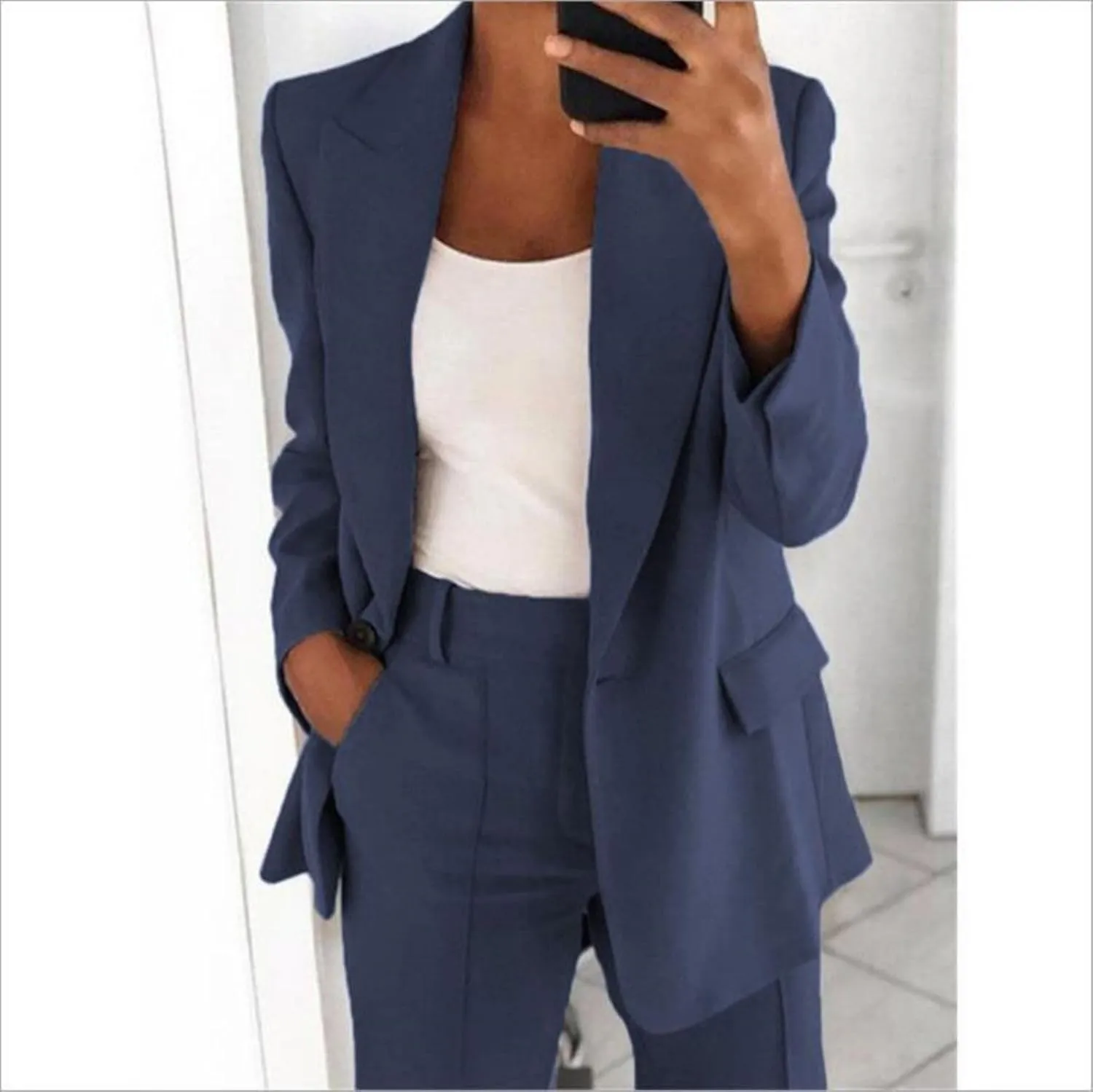 Womens Business Blazer Casual Lapel Open Front Work Office Blazers Trendy Long Sleeve Button Down Jacket 2024