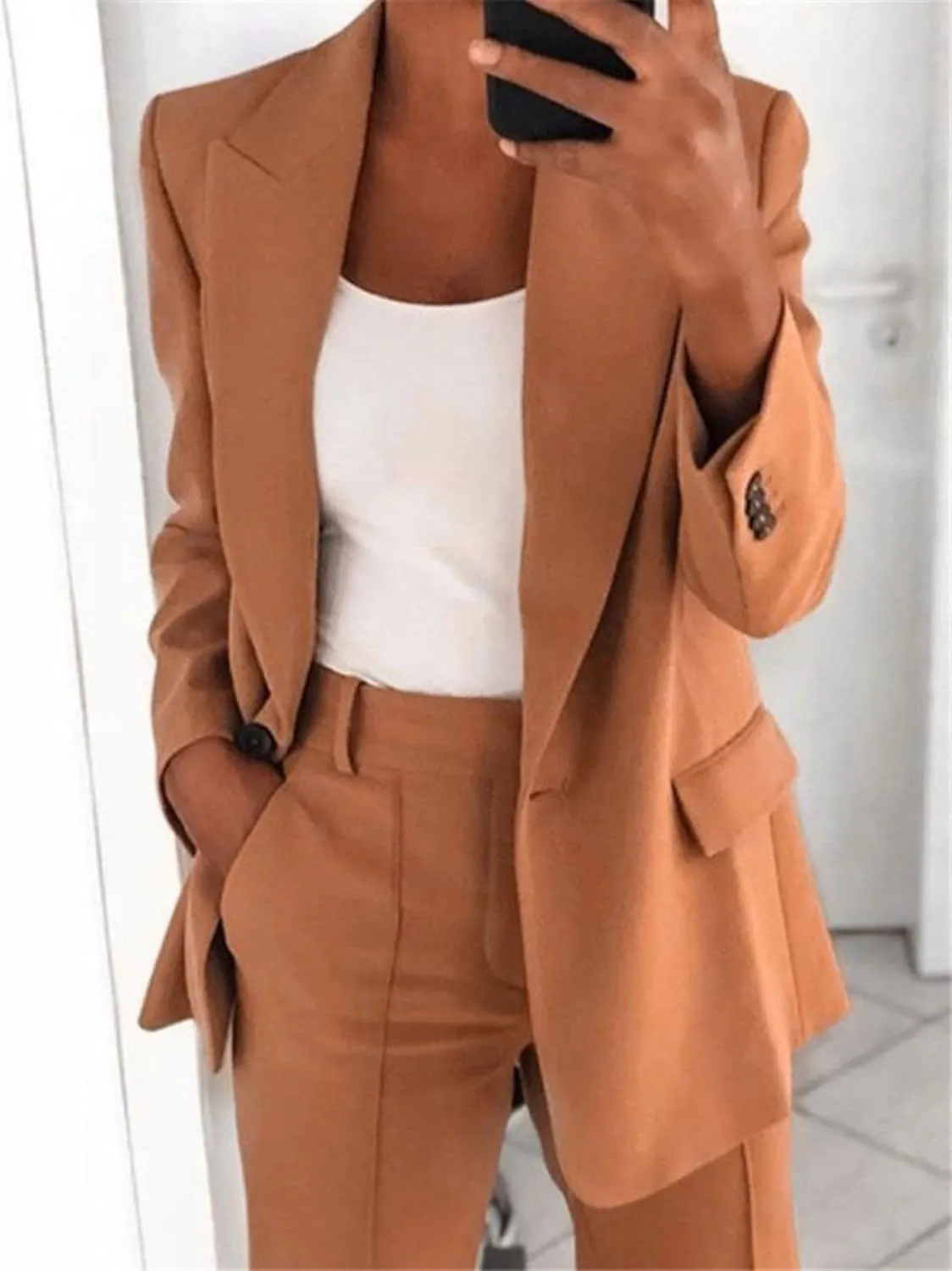 Womens Business Blazer Casual Lapel Open Front Work Office Blazers Trendy Long Sleeve Button Down Jacket 2024