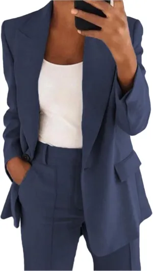 Womens Business Blazer Casual Lapel Open Front Work Office Blazers Trendy Long Sleeve Button Down Jacket 2024