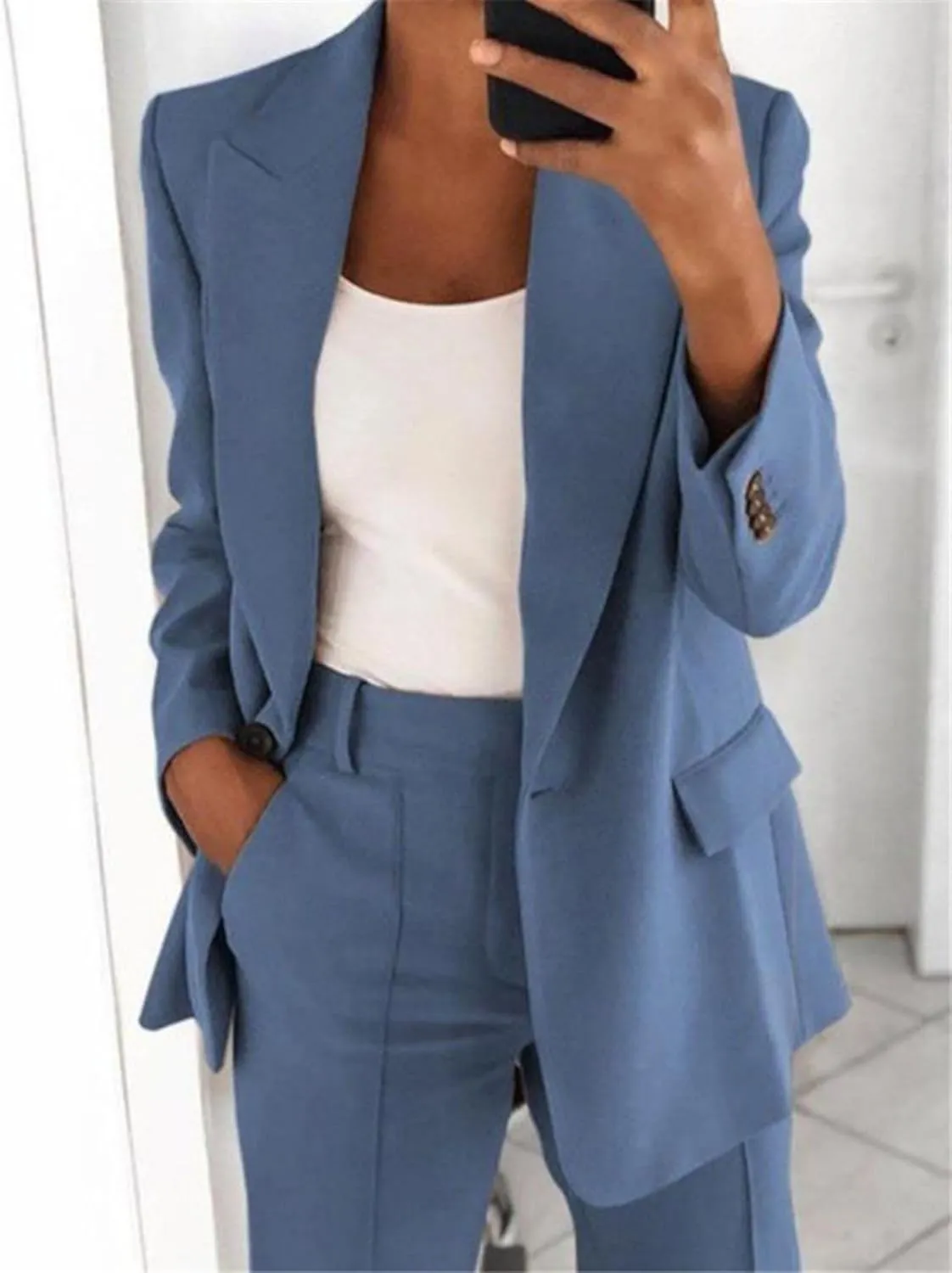 Womens Business Blazer Casual Lapel Open Front Work Office Blazers Trendy Long Sleeve Button Down Jacket 2024