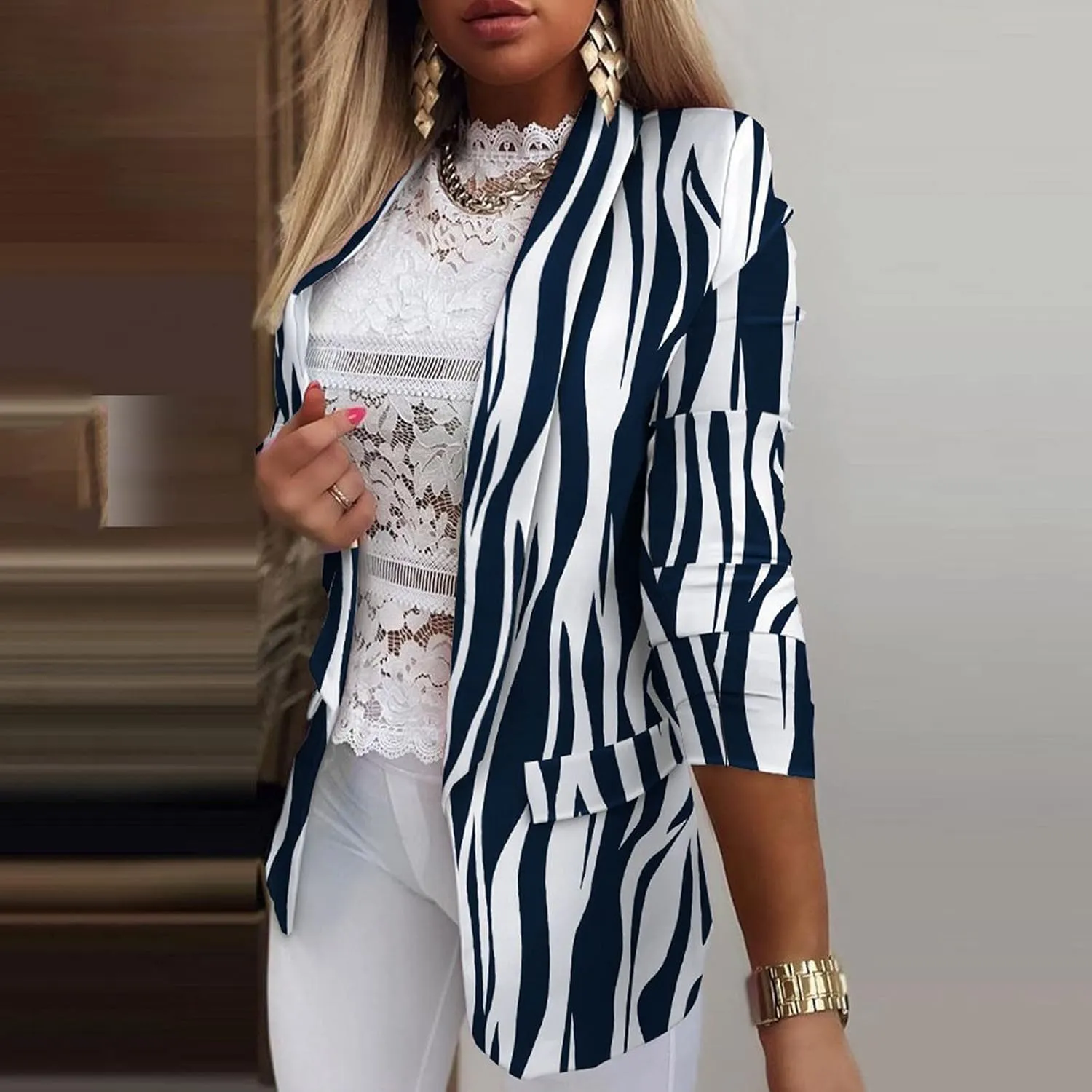 Womens Casual Blazers Open Front,Outwear Jacket Suit Work Lady Solid Elegant Office Button Blazers for Women Business