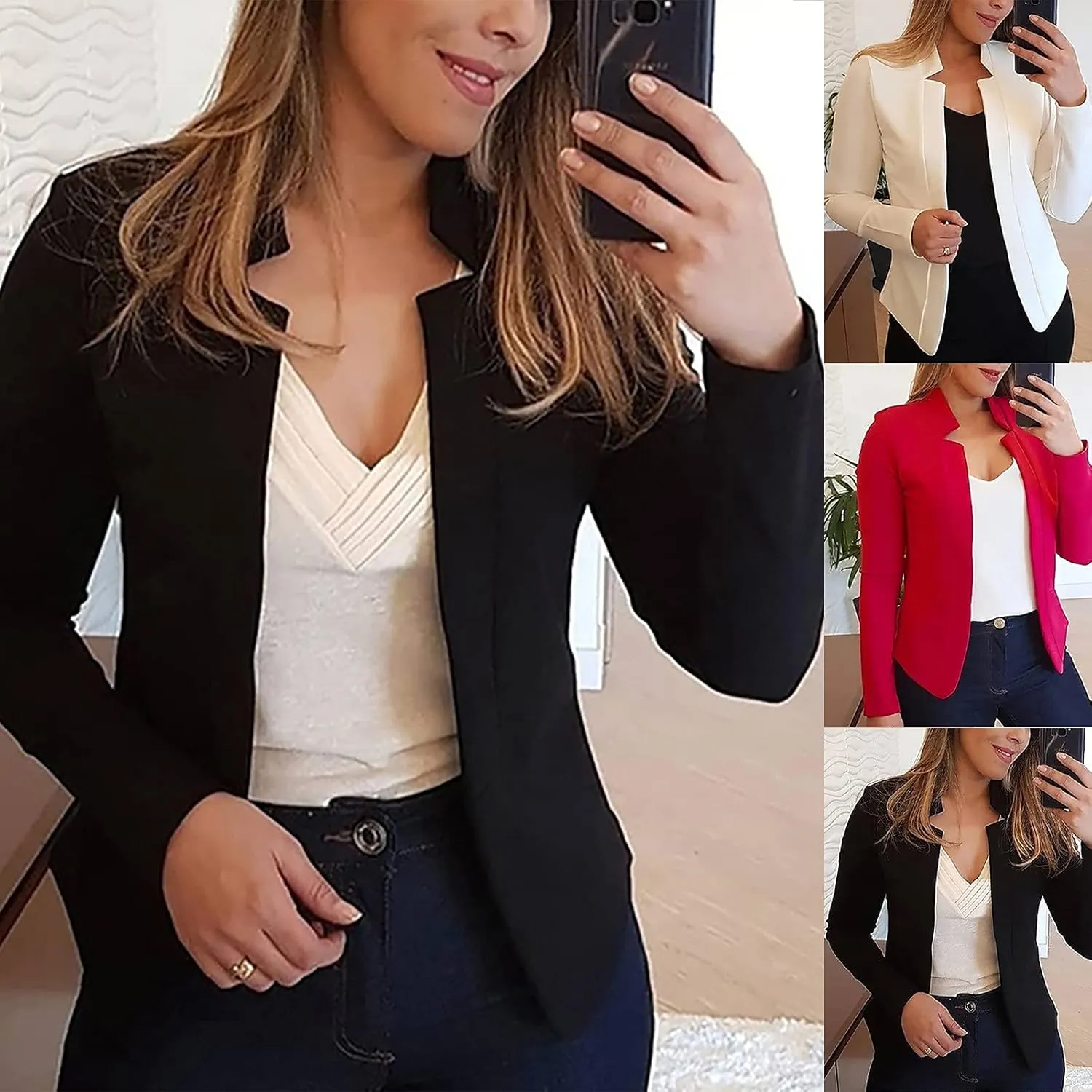 Women's Cropped Blazer Jackets Work Office Jacket Dressy Cardigan Blazer Lightweight Blazer Business Casual Coat 2025