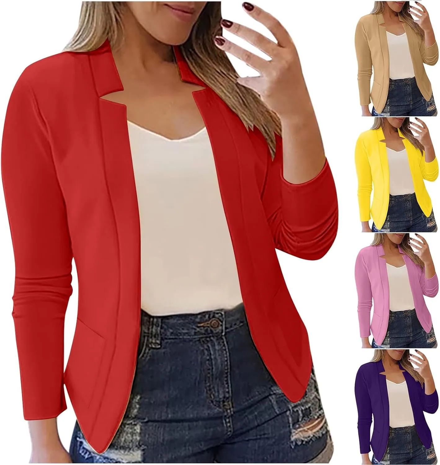 Women's Cropped Blazer Jackets Work Office Jacket Dressy Cardigan Blazer Lightweight Blazer Business Casual Coat 2025