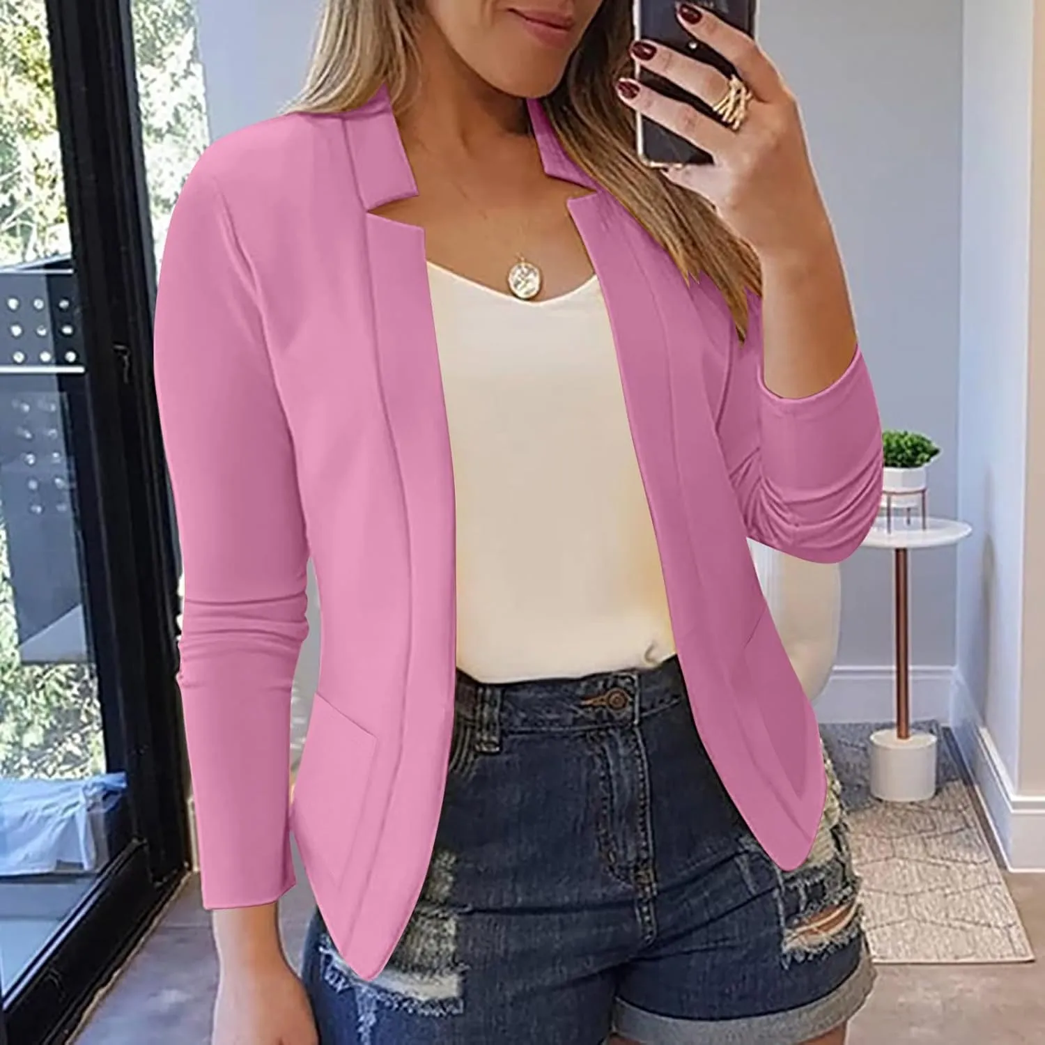 Women's Cropped Blazer Jackets Work Office Jacket Dressy Cardigan Blazer Lightweight Blazer Business Casual Coat 2025