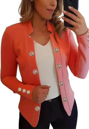 Women's Double Breasted Slim Fit Blazers Notch Lapel Work Office Suits Casual Open Front Blazer