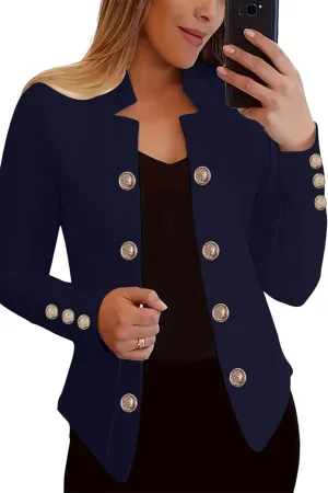 Women's Double Breasted Slim Fit Blazers Notch Lapel Work Office Suits Casual Open Front Blazer