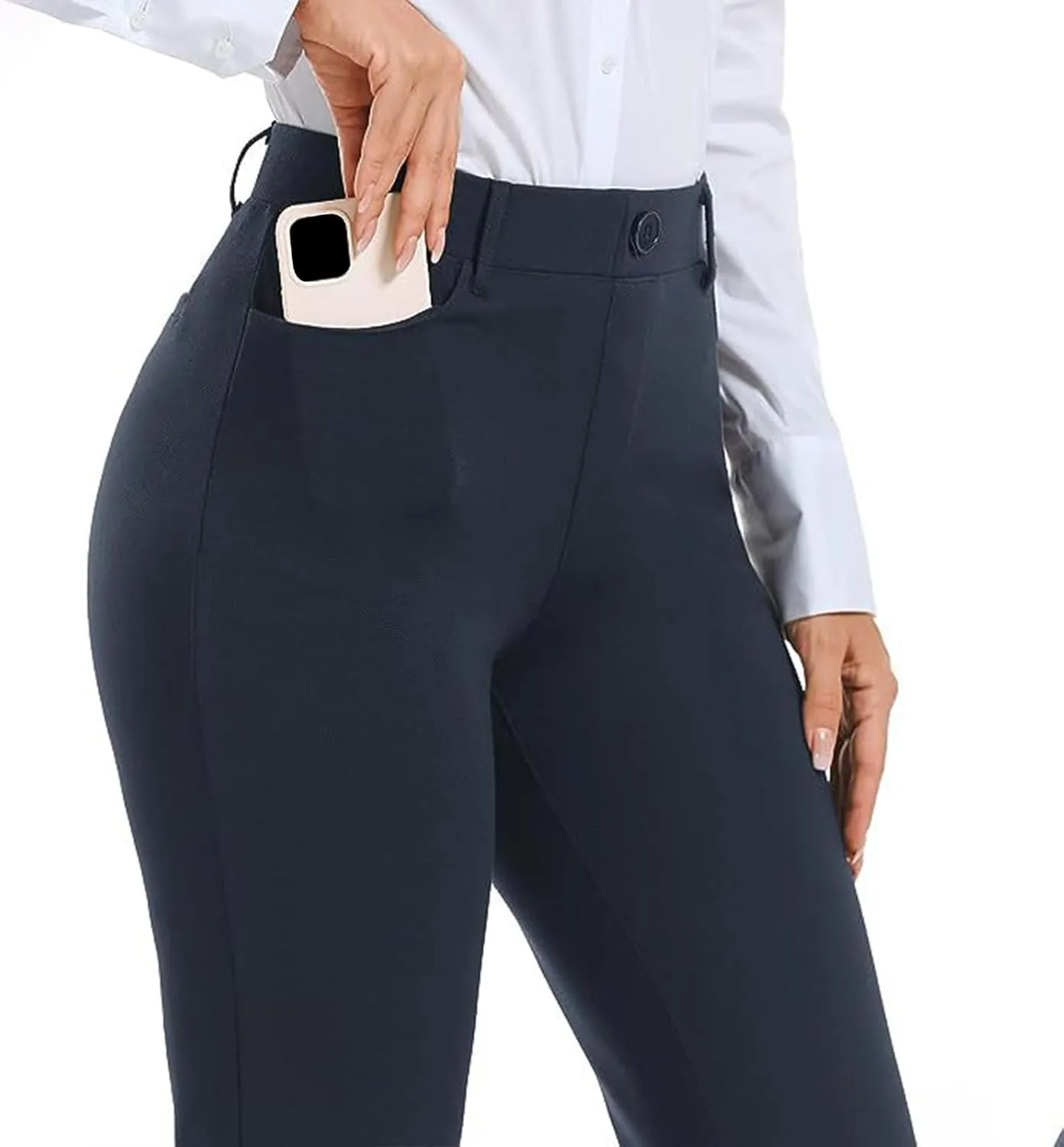 Womens Dress Pants Trendy High Waisted Pant Business Casual Dress Pants Elegant Straight Leg Trouser Pant with Pocket