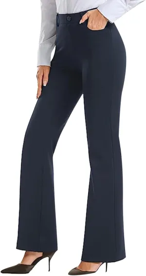 Womens Dress Pants Trendy High Waisted Pant Business Casual Dress Pants Elegant Straight Leg Trouser Pant with Pocket