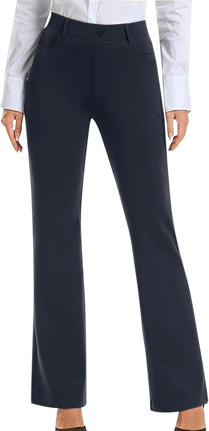 Womens Dress Pants Trendy High Waisted Pant Business Casual Dress Pants Elegant Straight Leg Trouser Pant with Pocket