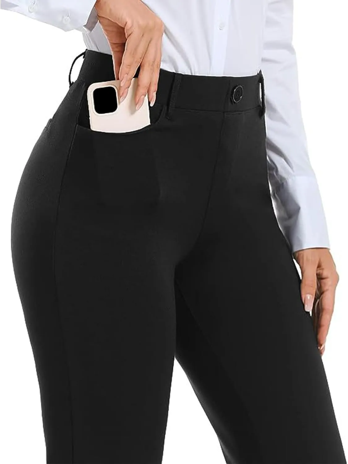 Womens Dress Pants Trendy High Waisted Pant Business Casual Dress Pants Elegant Straight Leg Trouser Pant with Pocket
