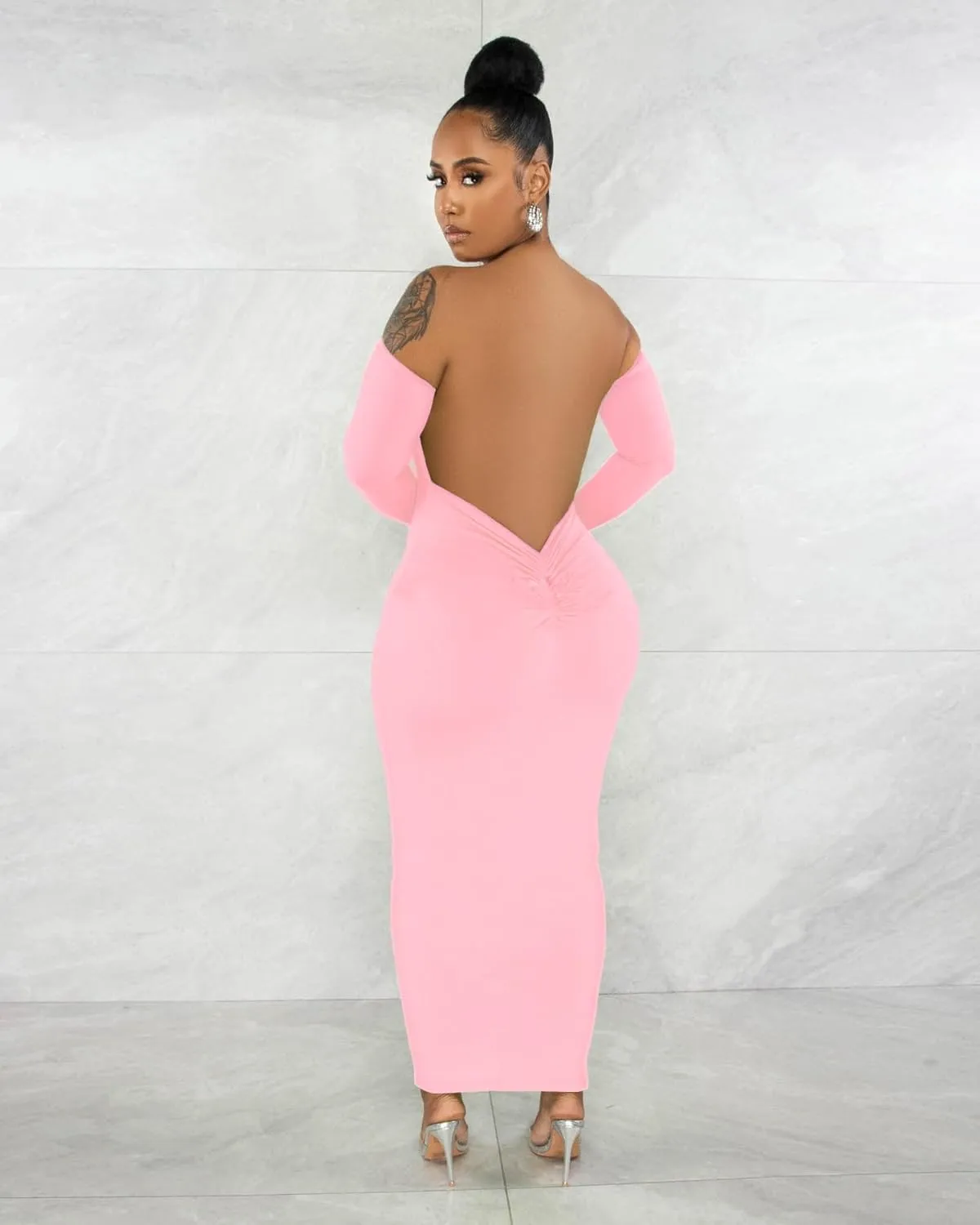 Womens Long Sleeve Off The Shoulder Maxi Dress Sexy Bodycon Midi Dresses Club Outfits